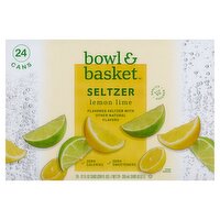 Bowl & Basket Lemon Lime Seltzer, 12 fl oz, 24 count