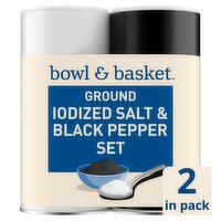 Bowl & Basket Ground Iodized Salt & Black Pepper Set