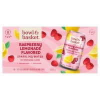 Bowl & Basket Raspberry Lemonade Flavored Sparkling Water, 12 fl oz, 8 count