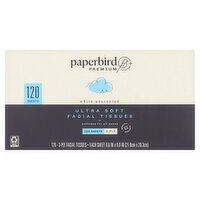 Paperbird Premium White Unscented Ultra Soft Facial Tissues, 3-ply, 120 count
