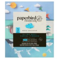 Paperbird Premium White Unscented Ultra Soft Facial Tissues, 3-ply, 360 count