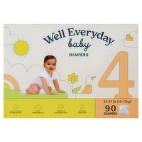 Well Everyday Baby Diapers, Size 4, 22-37 lb, 90 count