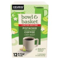 Bowl & Basket Light Roast Pistachio Coffee K-Cup Pods Limited Edition, 0.33 oz, 12 count