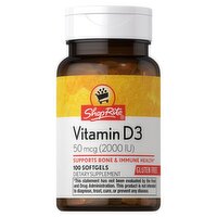 ShopRite Vitamin D3 Dietary Supplement, 50 mcg (2000 IU), 100 count