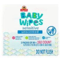 ShopRite Sensitive Unscented Baby Wipes, 192 count, 192 Each