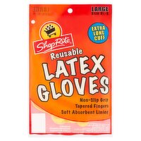 ShopRite Extra Long Cuff Reusable Latex Gloves, Large