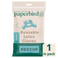 Paperbird Reusable Latex Gloves, Medium, 1 pair