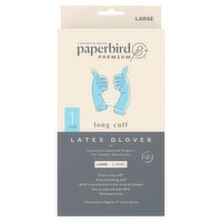 Paperbird Premium Long Cuff Latex Gloves, Large, 1 pair