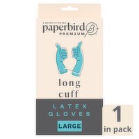 Paperbird Premium Long Cuff Latex Gloves, Large, 1 pair, 1 Each