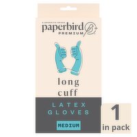 Paperbird Premium Long Cuff Latex Gloves, Medium, 1 pair, 1 Each