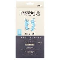 Paperbird Premium Long Cuff Latex Gloves, Small, 1 pair