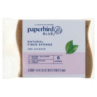 Paperbird Blue Non Scratch Natural Fiber Sponge, 3 count