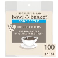 Bowl & Basket #4 Cone Style Coffee Filters, 100 count, 100 Each