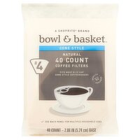 Bowl & Basket #4 Cone Style Natural Coffee Filters, 40 count, 40 Each