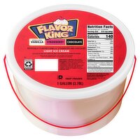 Flavor King Artificially Flavored Vanilla, Strawberry and Chocolate Light Ice Cream, 1 gallon