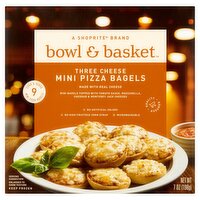 Bowl & Basket Three Cheese Mini Pizza Bagels, 9 count, 7 oz