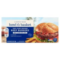 Bowl & Basket 80% Lean 20% Fat Beef Burgers, 1/4 lb, 12 count, 48 Ounce