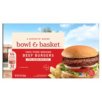 Bowl & Basket 75% Lean 25% Fat Beef Burgers, 1/4 pound, 32 count