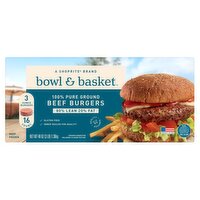 Bowl & Basket 100% Pure Ground Beef Burgers, 3 oz, 16 count