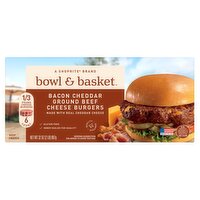 Bowl & Basket Bacon Cheddar Ground Beef Cheese Burgers, 1/3 pound, 6 count, 32 Ounce