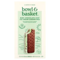 Bowl & Basket Mint Chocolate Chip Ice Cream Sandwiches, 3.5 fl oz, 12 count, 42 Fluid ounce