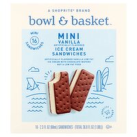 Bowl & Basket Mini Vanilla Ice Cream Sandwiches, 2.3 fl oz, 16 count