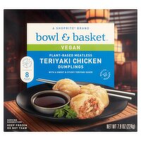 Bowl & Basket Vegan Plant-Based Meatless Teriyaki Chicken Dumplings, 8 count, 7.9 oz