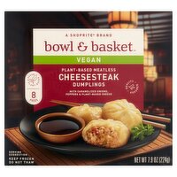 Bowl & Basket Vegan Plant-Based Meatless Cheesesteak Dumplings, 8 count, 7.9 oz, 7.9 Ounce