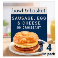 Bowl & Basket Sausage, Egg & Cheese on Croissant Sandwiches, 4.5 oz, 4 count