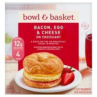 Bowl & Basket Bacon, Egg & Cheese on Croissant Sandwiches, 3.64 oz, 4 count