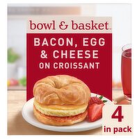 Bowl & Basket Bacon, Egg & Cheese on Croissant Sandwiches, 3.64 oz, 4 count