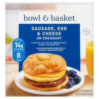 Bowl & Basket Sausage, Egg & Cheese on Croissant Sandwiches, 4.5 oz, 8 count