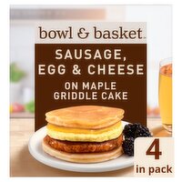 Bowl & Basket Sausage, Egg & Cheese on Maple Griddle Cake Sandwiches, 4.9 oz, 4 count