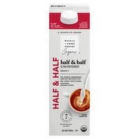 Wholesome Pantry Organic Half & Half Ultra-Pasteurized Milk, one quart, 32 Fluid ounce