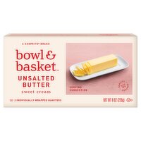 Bowl & Basket Sweet Cream Unsalted Butter, 2 count, 8 oz