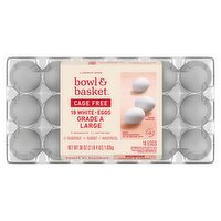 Bowl & Basket Fresh White Eggs, Large, 18 count, 36 oz, 18 Each