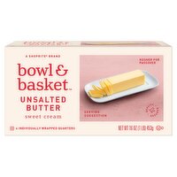 Bowl & Basket Sweet Cream Unsalted Butter KFP, 4 count, 16 oz, 1 Pound