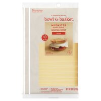 Bowl & Basket Sliced Muenster Natural Cheese, 10 count, 8 oz, 8 Ounce