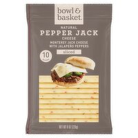 Bowl & Basket Sliced Natural Monterey Jack Cheese with Jalapeño Peppers, 10 count, 8 oz