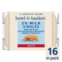 Bowl & Basket 2% Milk Singles White Cheese, 3/4 oz, 16 count