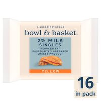 Bowl & Basket 2% Milk Singles Yellow Cheese, 3/4 oz, 16 count, 12 Ounce