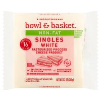 Bowl & Basket Non-Fat Singles White Cheese, 3/4 oz, 16 count