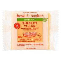 Bowl & Basket Non-Fat Singles Yellow Cheese, 3/4 oz, 16 count