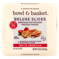 Bowl & Basket Deluxe White American Slices Cheese, 2/3 oz, 24 count, 16 Ounce