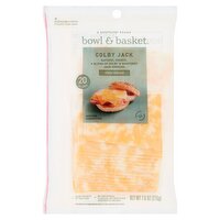 Bowl & Basket Thin Sliced Colby Jack Cheese, 20 count, 7.6 oz, 7.6 Ounce