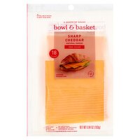 Bowl & Basket Thin Sliced Sharp Cheddar Natural Cheese, 18 count, 6.84 oz, 6.84 Ounce