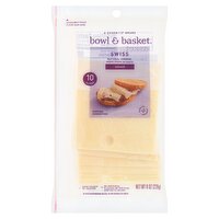 Bowl & Basket Sliced Swiss Natural Cheese, 10 count, 8 oz