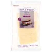 Bowl & Basket Thin Sliced Swiss Natural Cheese, 18 count, 6.84 oz