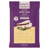 Bowl & Basket Thin Sliced Swiss Natural Cheese, 18 count, 6.84 oz