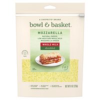 Bowl & Basket Whole Milk Shredded Mozzarella Cheese, 8 oz, 8 Ounce